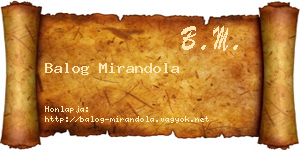 Balog Mirandola névjegykártya